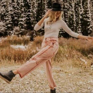 NWOT Free People Monroe Jeans in Pink Cinnamon
